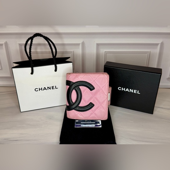 CHANEL Handbags - Chanel Pink Cambon Compact Bifold Wallet – Authentic | Full Set & COA
